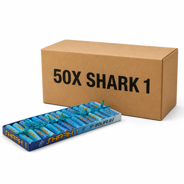 SHARK 1 PB-2 NEW 2026 – cały karton petard Pyrolife 50 paczek po 30 sztuk